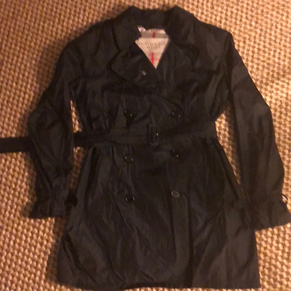Burberry Black Nylon Trench Coat (Mid-Length)